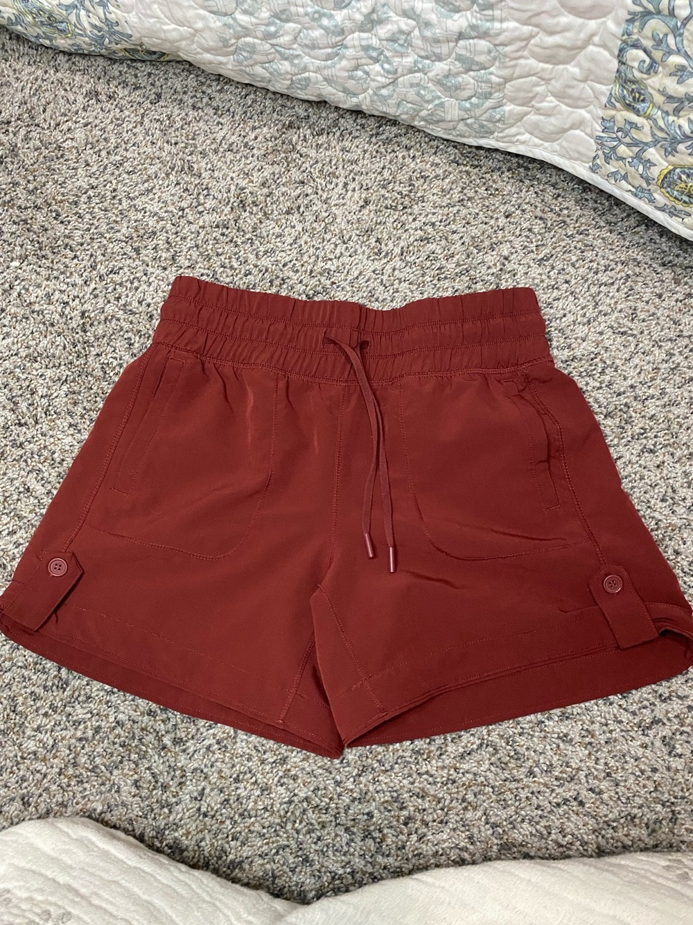 90 degrees by reflex athletic running pull on shorts rust paper bag waist xs